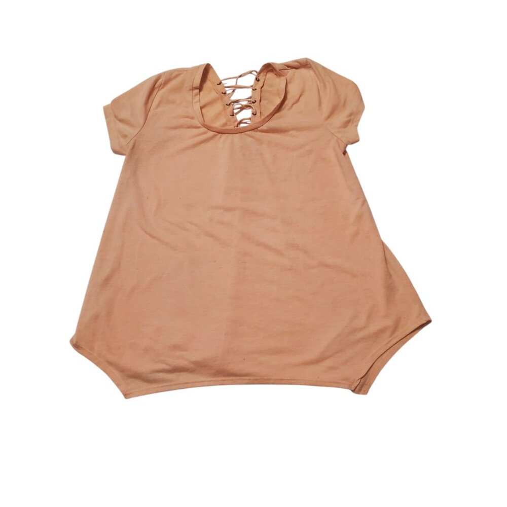 Short Sleeved Peach Tie-Up Top